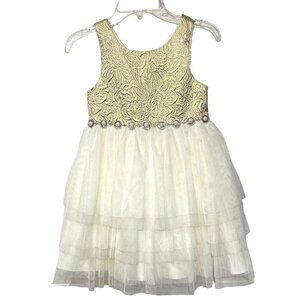 AMERICAN PRINCESS Ivory Metallic Gold Jacquard Dress Girl's 6X/7 Wedding‎ Formal